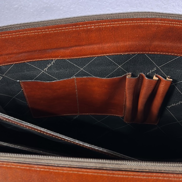 Vintage  Gold Pfeil sport  16” Brown Leather Briefcase Portfolio Document Bag - Picture 12 of 16